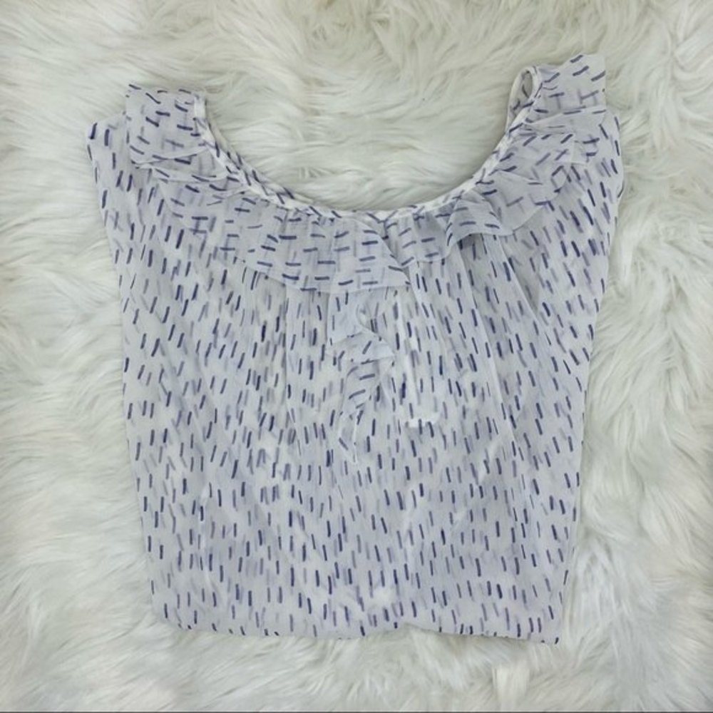 Banana Republic Sheer Ruffled Cap Sleeve Blouse